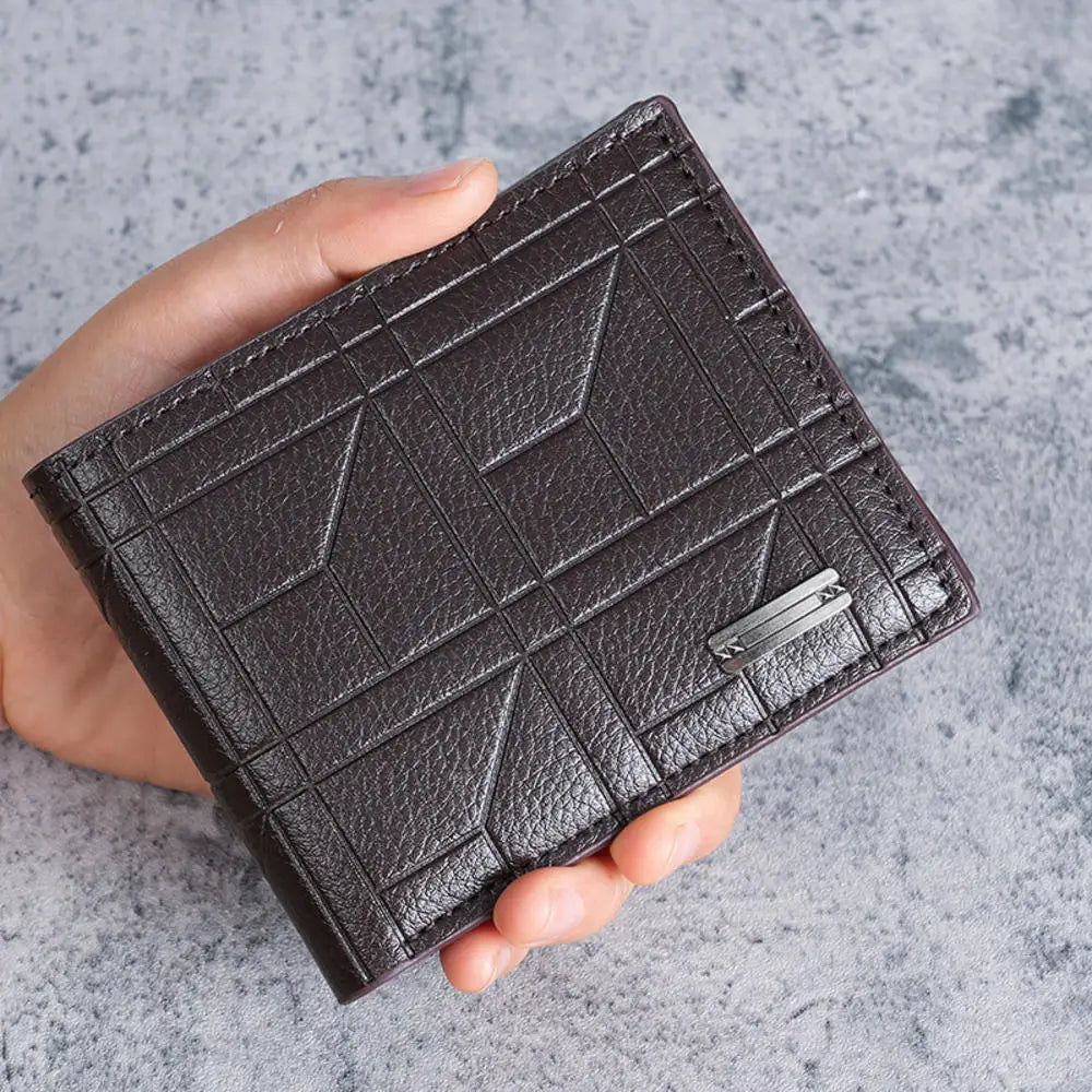 Billetera de cuero de gran capacidad para hombre con ventana para identificación, ranuras para tarjetas y monedero.