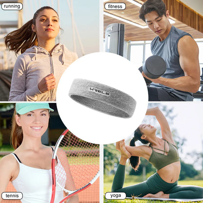 WRELS Sports Sweatband – Moisture-Wicking Cotton Terry Cloth Headband for Tennis, Basketball, Running & Gym