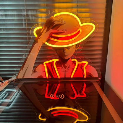 One Piece Luffy Neon Sign – USB Powered Anime LED Wall Light for Game Room, Bedroom & Man Cave Decor