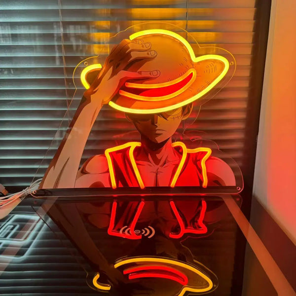 One Piece Luffy Neon Sign – USB Powered Anime LED Wall Light for Game Room, Bedroom & Man Cave Decor