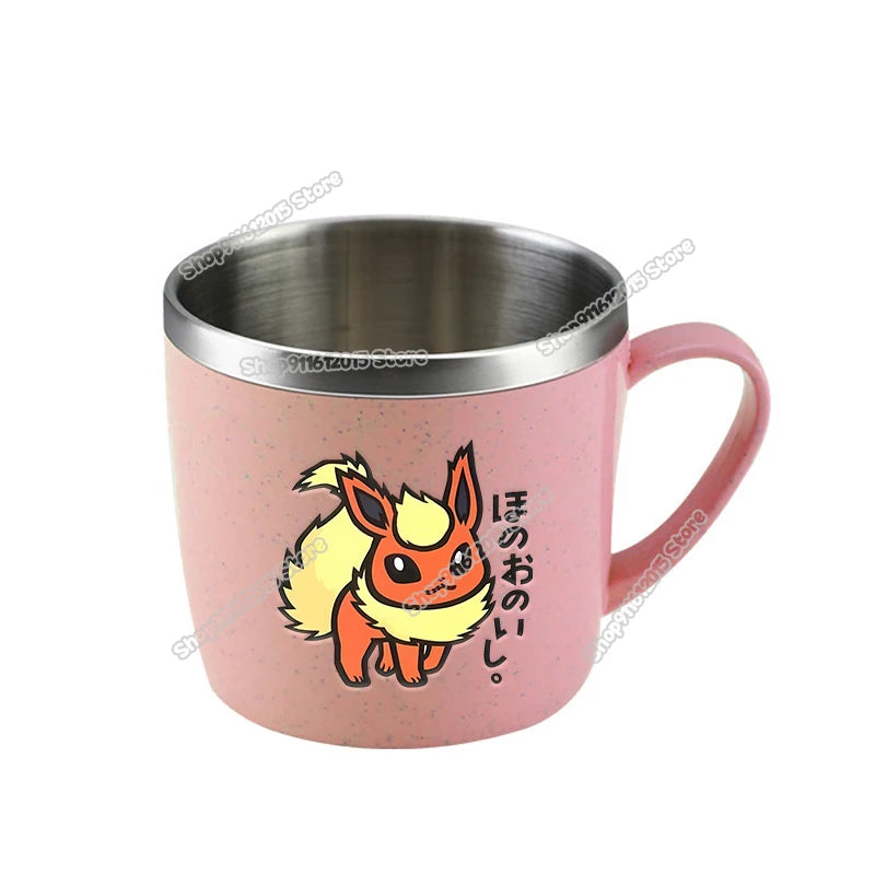 Pokémon Stainless Steel Mug – Pikachu, Snorlax & Eevee Cartoon Drink Cup