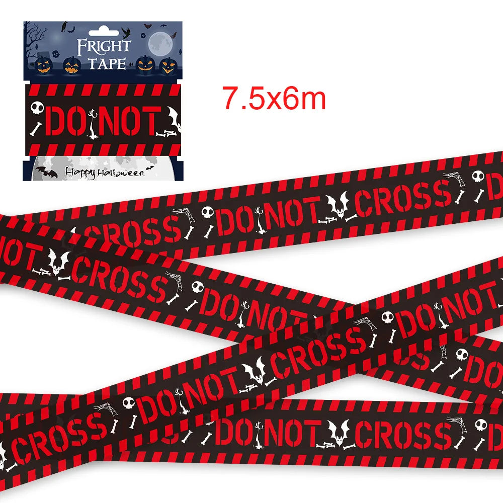 Halloween Warning Tape – Scary Caution & Hazard Tape Roll for Indoor & Outdoor Party Decorations, Spooky DIY Props & Haunted House Decor