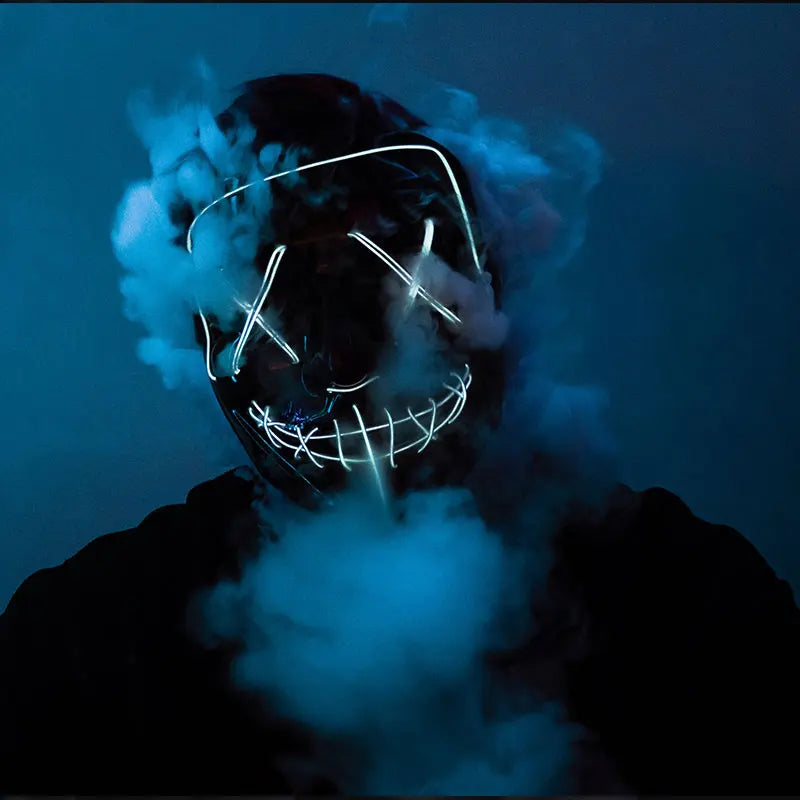 Masque LED sans fil Purge – Masque néon lumineux pour Halloween, fêtes et festivals