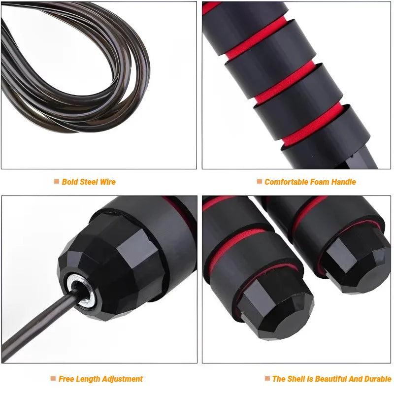 Comba de acero ajustable – Cuerda para saltar sin enredos para fitness, entrenamiento cardiovascular, entrenamientos en casa y equipo deportivo