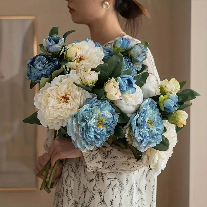 Bouquet de pivoines artificielles – Composition florale artificielle pour la décoration de la maison, du salon et de la table