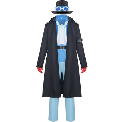 One Piece Sabo Cosplay Costume – Men’s Anime Uniform Set with Cloak, Coat, Vest, Shirt, Pants & Hat for Halloween Party Outfit