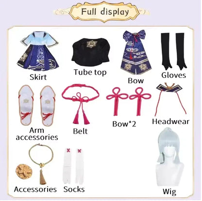 Kamisato Ayaka Cosplay Costume – Genshin Impact Dress with Wig (Women’s Full Fan Set)
