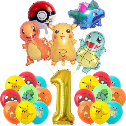 Pokémon Theme Birthday Party Decorations – Cartoon Pokémon Go Tableware Set (Cups, Plates & Pikachu Balloons) for Baby Shower & Party Favors