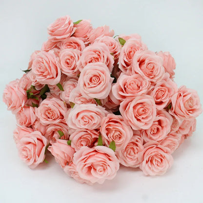 9 Heads Artificial Camellia Rose Bouquet – Realistic Faux Flowers for Wedding Decor, Party Displays, Home Decoration & Floral Gifts