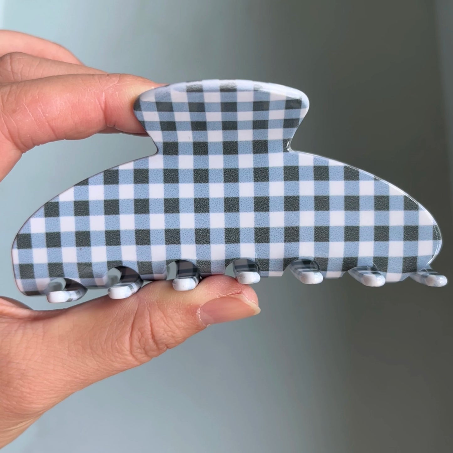 Pinzas grandes para el pelo – Pinzas antideslizantes de sujeción fuerte con estampado de cuadros y lunares retro para mujeres y niñas | Accesorios de moda para el día a día