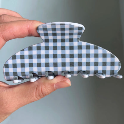 Pinzas grandes para el pelo – Pinzas antideslizantes de sujeción fuerte con estampado de cuadros y lunares retro para mujeres y niñas | Accesorios de moda para el día a día