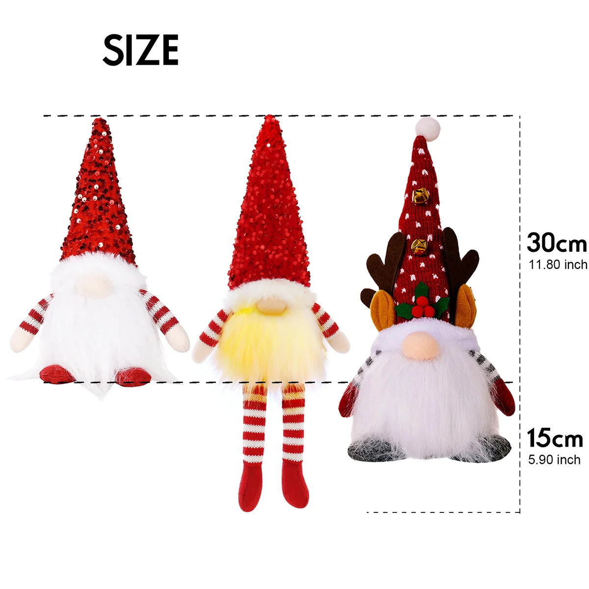 1–3PCS Christmas Gnome Reindeer Decorations 2026 – LED Glowing Gnome Doll Night Light for Xmas Tree, Home Decor, Gifts & New Year 2027