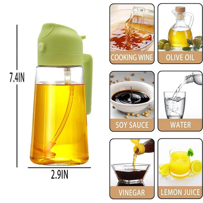 500ml 2-in-1 Oil Spray Bottle – Refillable Olive Oil Dispenser & Sprayer for Cooking, BBQ, Baking, Vinegar & Soy Sauce
