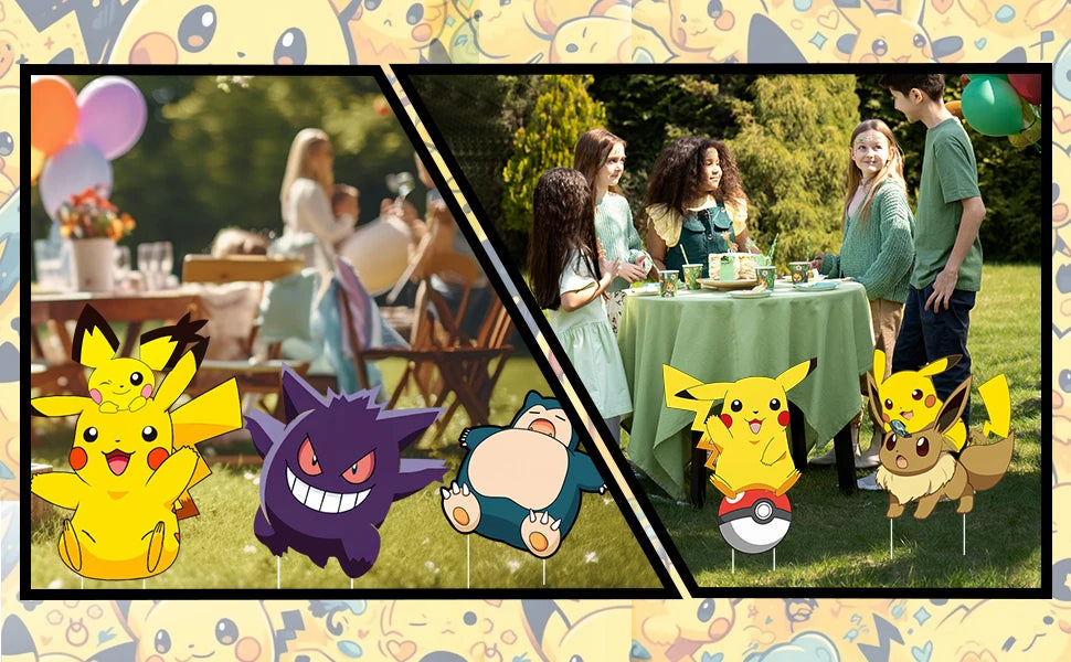 Pokémon Yard Signs Set – 8PCS Party Outdoor Decorations with Stakes (Birthday & Event Decor)