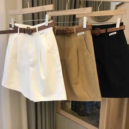 Women’s Wide Leg Shorts Summer Thin Cotton A-Line Zipper Office Lady Casual Loose Shorts