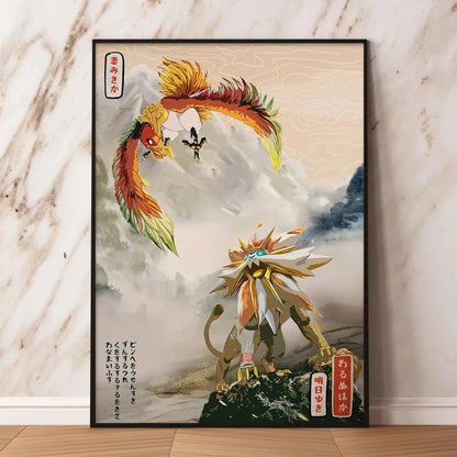 Décoration Murale sur Toile Pokémon Gyarados – Affiche Anime Classique Peinture pour la Décoration Moderne de la Maison et du Salon