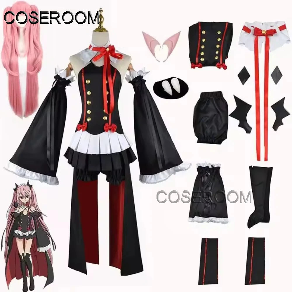 Krul Tepes Cosplay Costume – Seraph of the End Anime Vampire Witch Dress with Wig (Halloween Outfit)