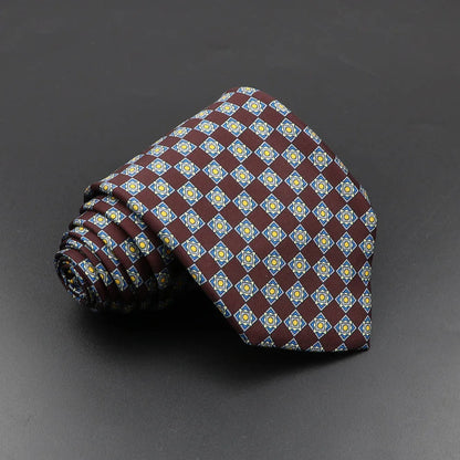 Men's 7.5cm Soft Silk Necktie – Floral & Dot Pattern Tie for Weddings, Business, Parties & Formal Wear