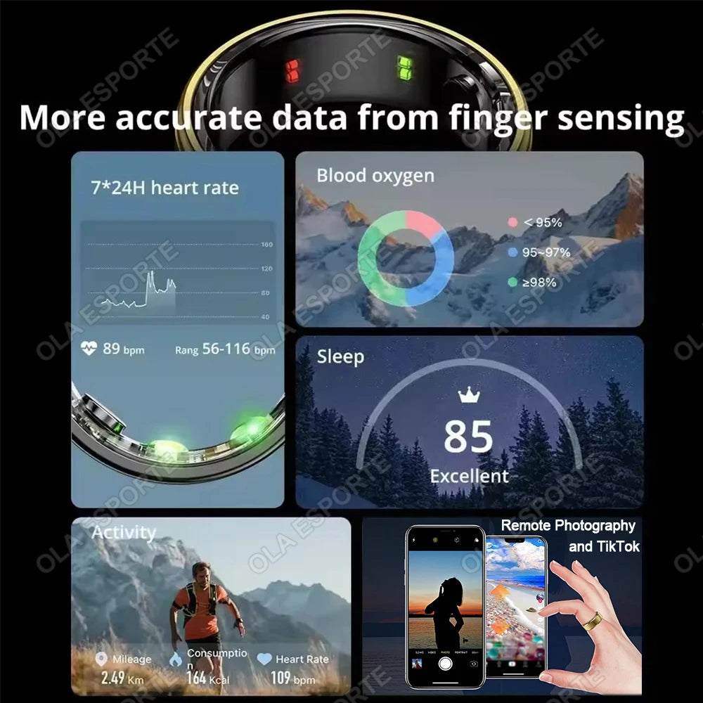 R11C 2026 Smart Ring – Blood Pressure, Heart Rate & Sleep Monitoring, IP68 & 5ATM Waterproof Multi-Sport Ring for Men & Women