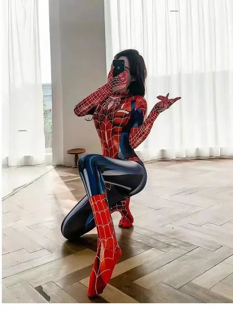 Spider Superhero Women Cosplay Costume – Black Cat 3D Print Bodysuit Jumpsuit