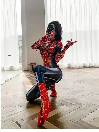 Spider Superhero Women Cosplay Costume – Black Cat 3D Print Bodysuit Jumpsuit