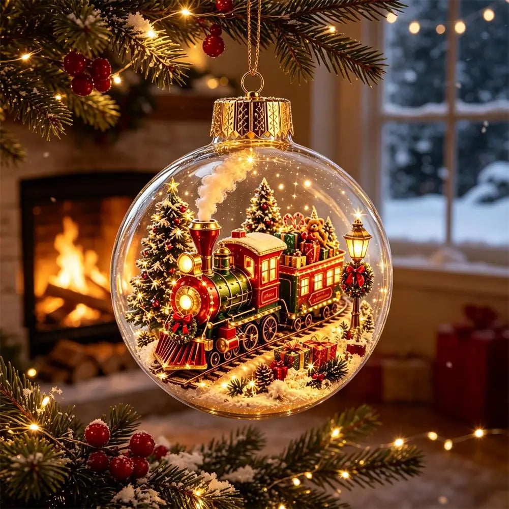 2026 Luminous Christmas Story Crystal Ball – Santa Claus, Snowman & Elk DIY Decoration with Gold Powder for Xmas Home & Party Decor