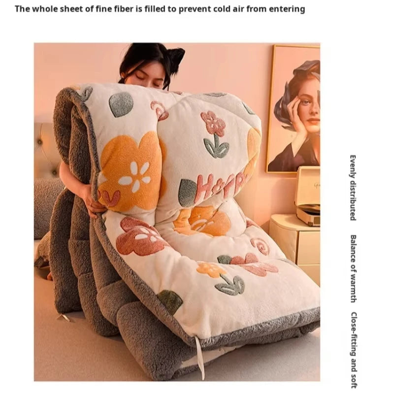 Manta de lana de cordero – Edredón de invierno de terciopelo de doble cara engrosado Cálido para cama y dormitorio