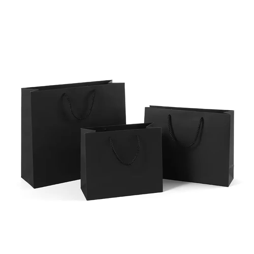 Premium Black Kraft Paper Gift Bag – Reusable Shopping & Gift Packaging for Weddings, Christmas, Parties, Cookies, Candy, Clothing & Special Occasions