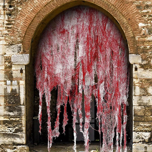 Halloween Bloody Gauze Decorations – Horror Bloody Cloth Bandage Curtain for Doors, Haunted Houses, Halloween Parties & Spooky Decor