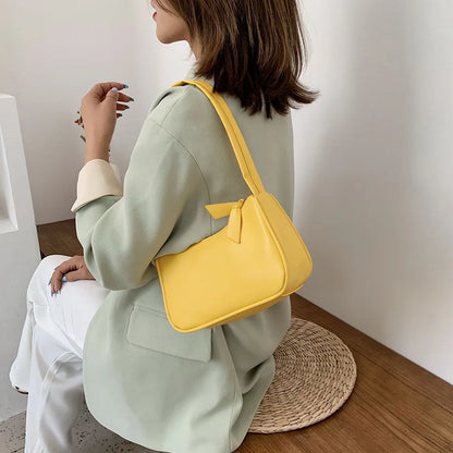 Bolso de hombro retro de piel sintética para mujer – Bolso de mano de moda con asa superior, monedero informal de color sólido para mujer