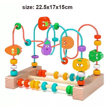 Jouet Montessori en bois de montagnes russes – Labyrinthe de perles pour bébé, boulier d'apprentissage des mathématiques pour les tout-petits de 1 à 3 ans, cadeau de développement éducatif précoce
