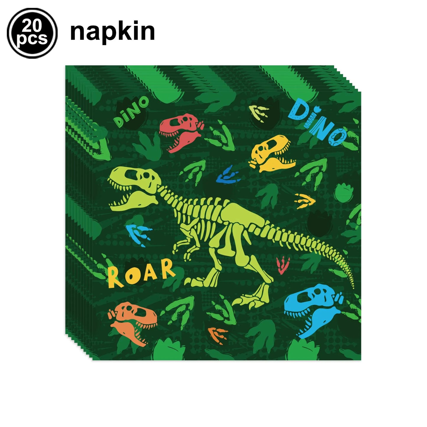 Jurassic Dinosaur Birthday Party Supplies – Dinosaur Fossil-Themed Disposable Plates, Cups & Napkins for Kids' Party Decorations