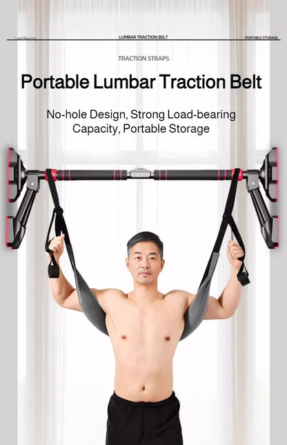 Cinturón de tracción lumbar – Cinturón de apoyo para estiramiento espinal doméstico para relajación de cintura, estiramiento de espalda y ejercicio de descompresión en barra horizontal