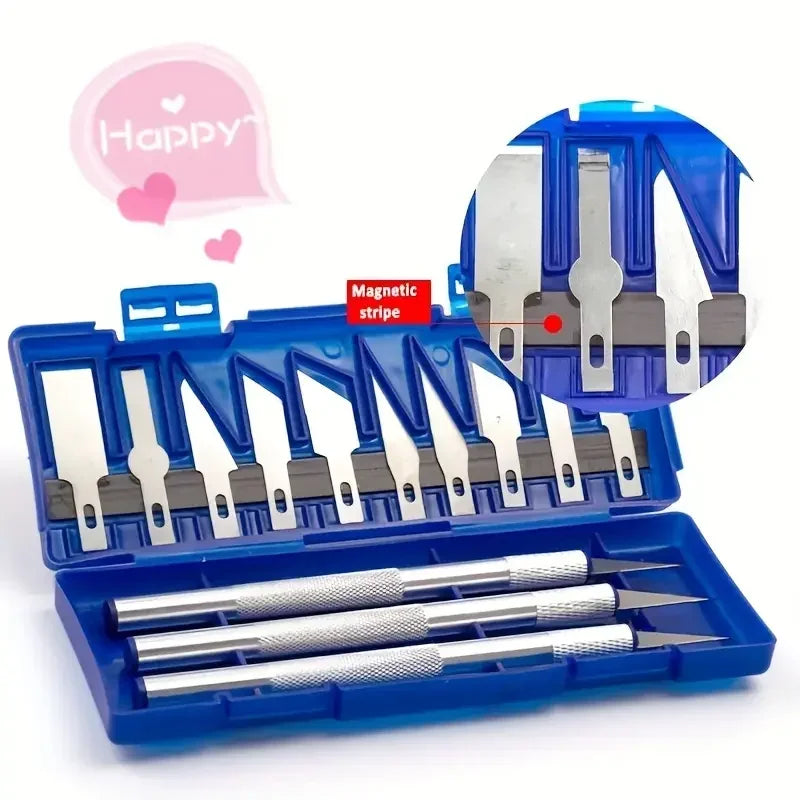 13PCS Aluminum Alloy Precision Craft Knife Set – Hobby Carving Tools for Paper Cutting, Handcrafts, Model Making & DIY Projects