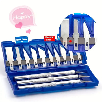 13PCS Aluminum Alloy Precision Craft Knife Set – Hobby Carving Tools for Paper Cutting, Handcrafts, Model Making & DIY Projects