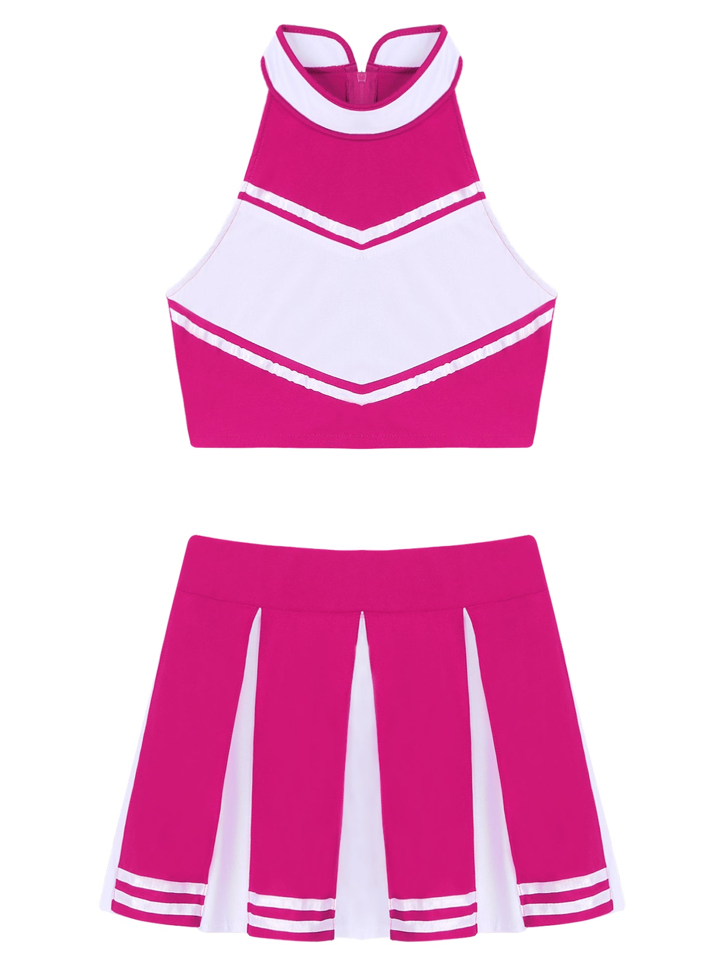 Women’s Cheerleader Cosplay Costume – Uniform Set (Crop Top + Mini Pleated Skirt, Carnival Outfit)