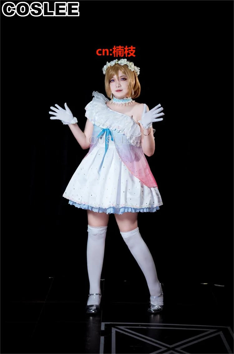COSLEE LoveLive Aqours “The Dreaming Gate” Cosplay Costume – All Members Blue Singing Dress (Nozomi, Nico, Hanayo, Maki)