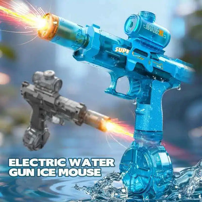Pistola de agua eléctrica con luz y efecto llama – Potente lanzador de alta velocidad para juegos de playa, piscina y chapoteo de verano al aire libre