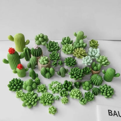 Molde de Silicona para Velas de Aromaterapia con Diseño de Cactus DIY – Molde de Plantas Suculentas para Velas Hechas a Mano de Cera de Soja, Manualidades de Resina, Adornos de Yeso y Proyectos DIY de Decoración del Hogar