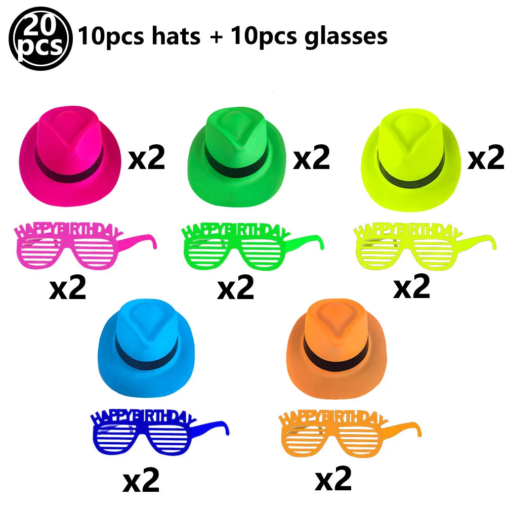 Neon UV Reactive Party Hats – Fluorescent Formal Hats for Glow Parties, Festivals & Events