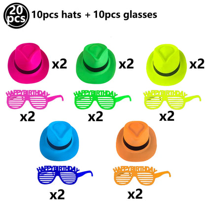Neon UV Reactive Party Hats – Fluorescent Formal Hats for Glow Parties, Festivals & Events
