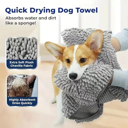 Quick-Dry Pet Bath Towel – Soft Super-Absorbent Dog Bath Robe & Cat Towel, Convenient Washcloth for Pet Cleaning, Bathing & Grooming