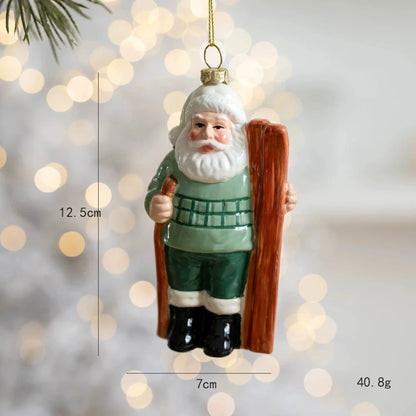 Christmas Plastic Hanging Ornaments – Old Man, Car & Bear Pendant Decorations for Christmas Tree, Family Party & Holiday Home Decor