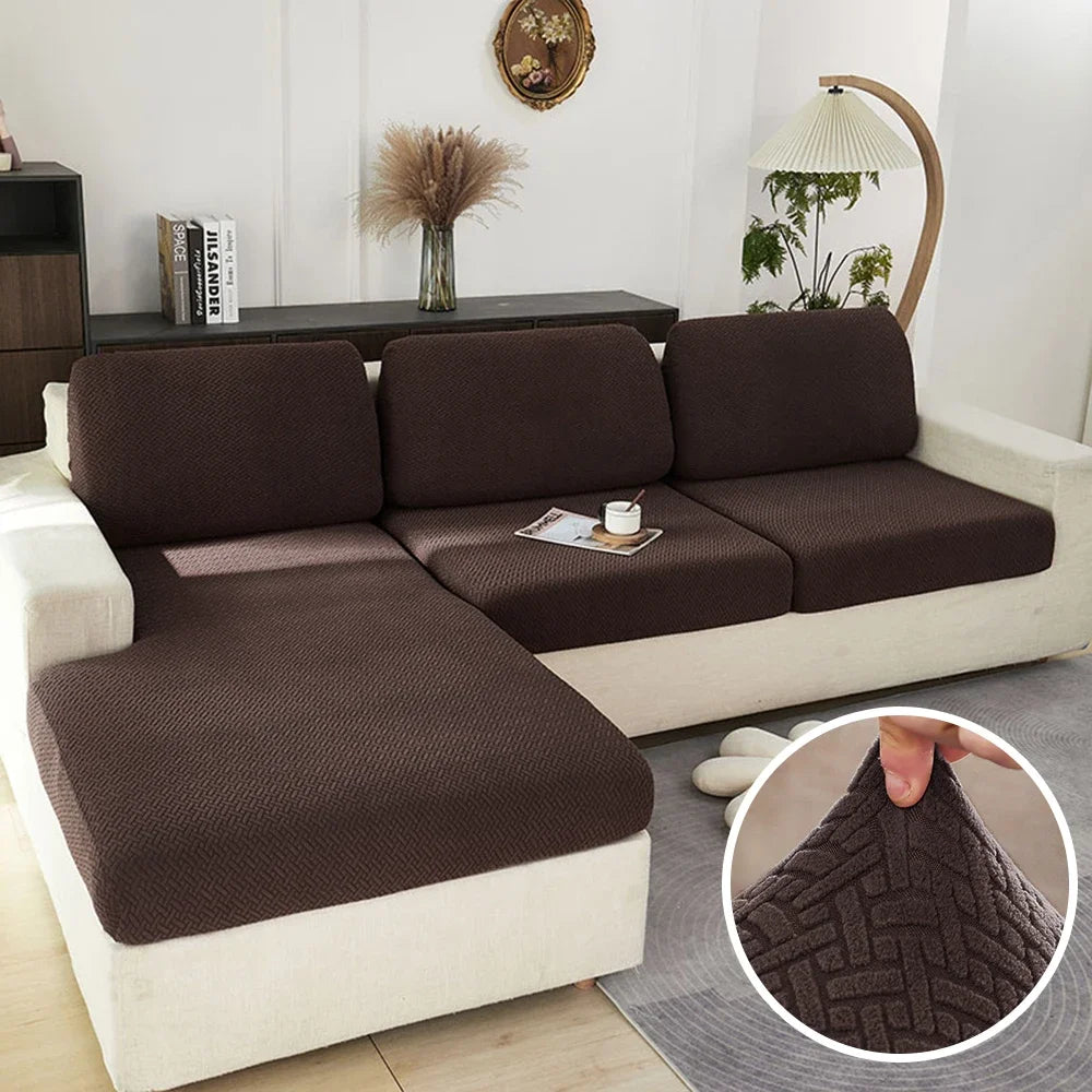 Stretch Jacquard Sofa Seat Cushion Cover – Washable Furniture Protector for Sectional & Loveseat Sofas