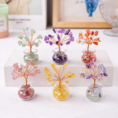 Arbre à vœux en cristal naturel – Arbre à vœux bonsaï en cristal Feng Shui de guérison Reiki pour la décoration de la maison, du bureau et de la table