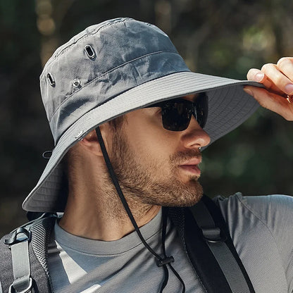 Men's Summer Wide Brim Bucket Hat – Waterproof UV Protection Fisherman Sun Hat for Hiking, Fishing, Climbing & Outdoor Activities