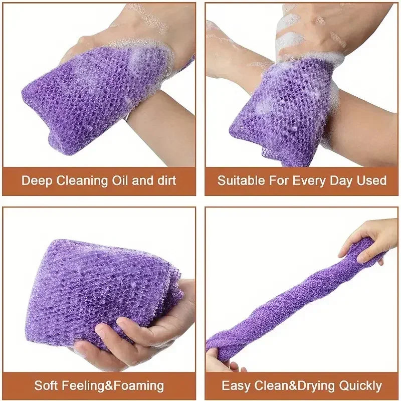 Esponja Exfoliante Africana para Baño – Toalla de Malla de Doble Cara para Ducha, Esponja Larga para Lavar el Cuerpo para Limpieza Profunda, Exfoliación Suave de la Piel y Fregado de Espalda, Accesorio de Baño