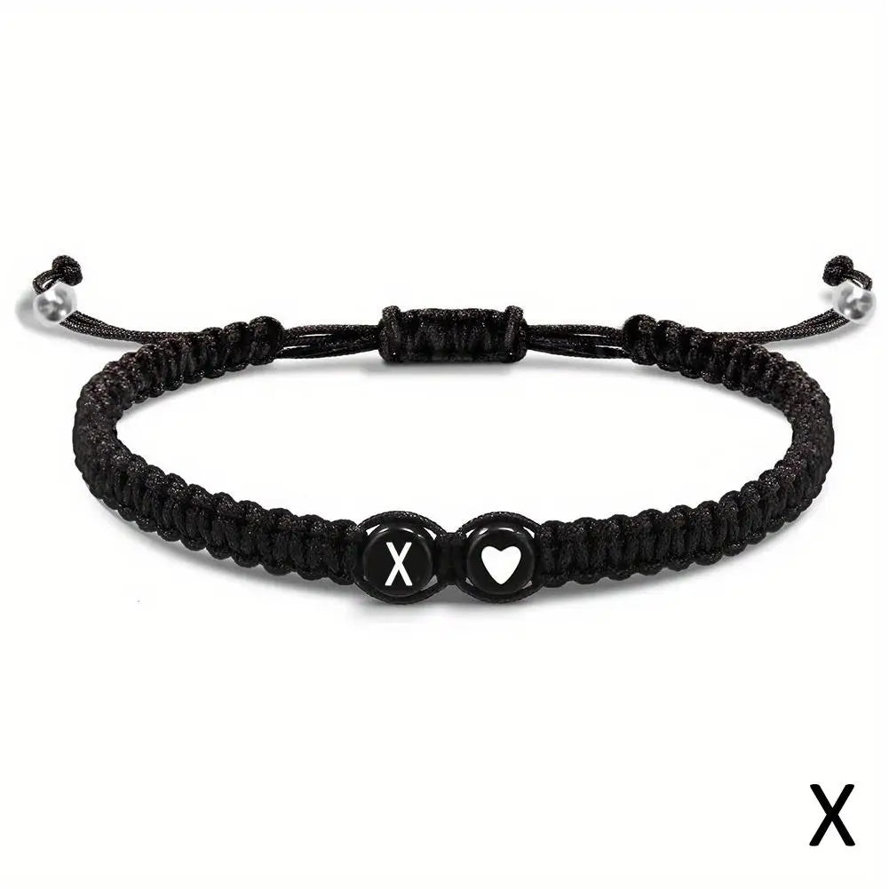 Pulsera Corazón Inicial Personalizada – Pulsera de Cuerda Trenzada Hecha a Mano con Letras de la A a la Z para Hombres y Mujeres | Regalo de Joyería para Parejas y Amigos