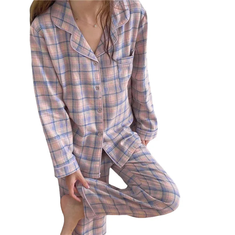 Conjunto de pijama de 2 piezas para mujer – Cárdigan de manga larga y pantalones, ropa de estar por casa suave para primavera y otoño