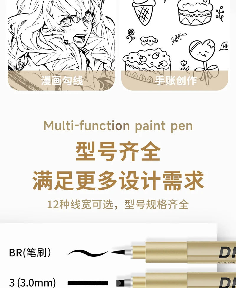 Manga Black Fineliner Marker Set – 1/6/9/12PCS Fine Tip Drawing Pens for Sketching, Comics & Art